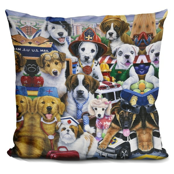 LiLiPi Grandpa's Puppies Decorative Accent Throw Pillow 
